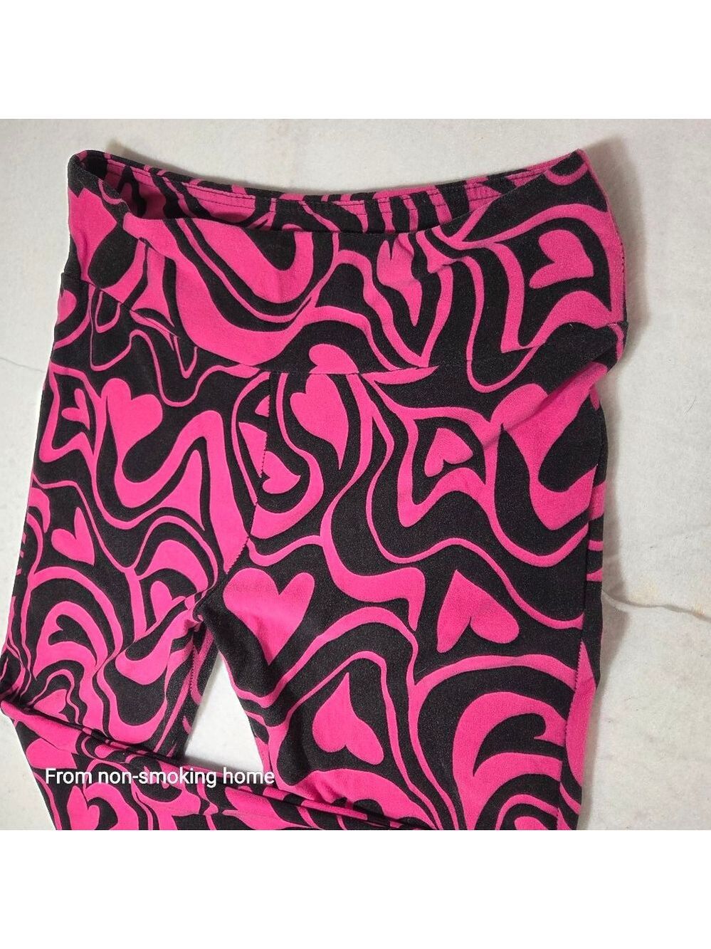 Juniors No Boundaries Leggings M Pink Black Heart Swirl - Picture 3 of 6